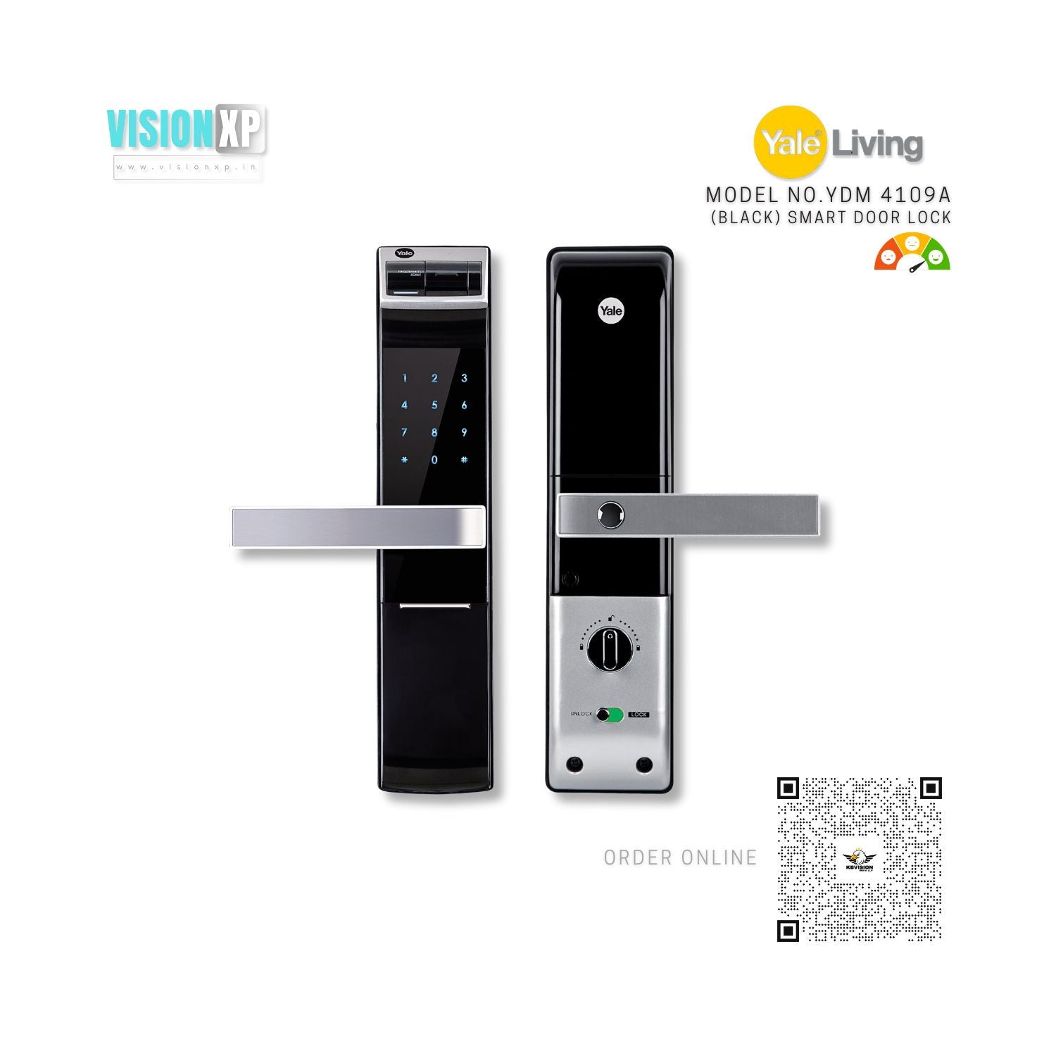 Yale YDM 4109A Digital Finger Print Door Lock (Black) Yale YDM 4109A Digital Finger Print Door Lock (Black)